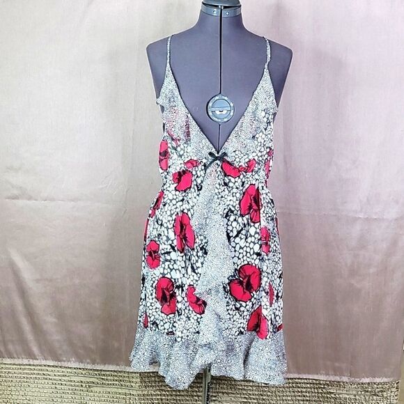 CYNTHIA ROWLEY Floral Ruffled Sheer Dress XL‎ - Picture 1 of 9